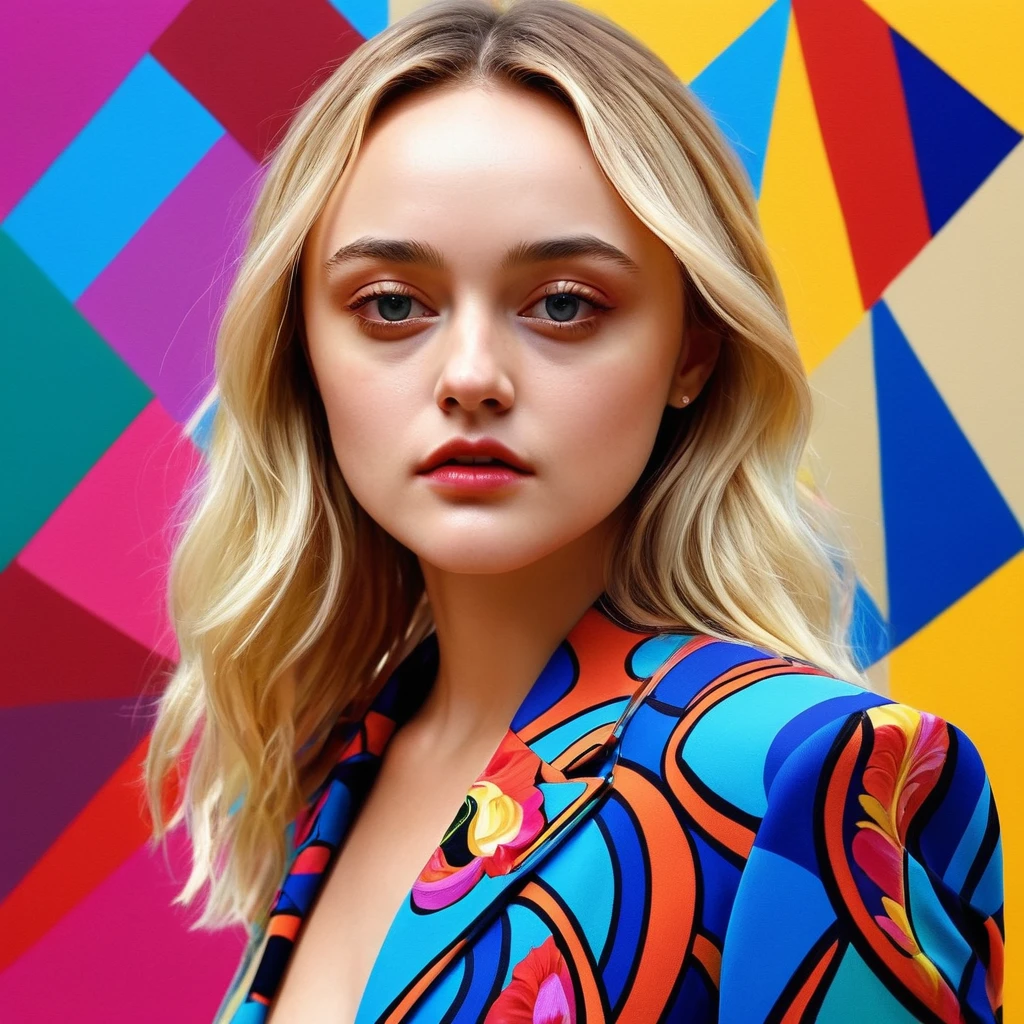 Young woman leighton Meester, Alicia Vikander blonde hair girl, Dakota Fanning,minimalist art, abstract, bold colors, 1girl, beautiful detailed eyes, beautiful detailed lips, extremely detailed face, long eyelashes, portrait, digital painting, oil painting, acrylic, vibrant colors, vivid colors, high contrast, dramatic lighting, cinematic lighting, dramatic shadows, minimalist background, geometric shapes, clean composition, surreal, dreamlike, impressionistic, hyperrealistic, photorealistic, 8k, highres, best quality, masterpiece, symmetrical