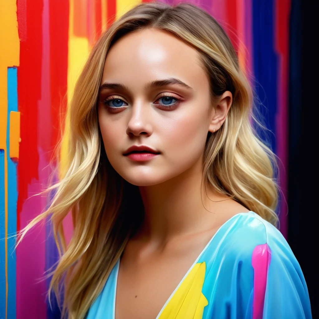 Young woman leighton Meester, Alicia Vikander blonde hair girl, Dakota Fanning,minimalist art, abstract, bold colors, 1girl, beautiful detailed eyes, beautiful detailed lips, extremely detailed face, long eyelashes, portrait, digital painting, oil painting, acrylic, vibrant colors, vivid colors, high contrast, dramatic lighting, cinematic lighting, dramatic shadows, minimalist background, geometric shapes, clean composition, surreal, dreamlike, impressionistic, hyperrealistic, photorealistic, 8k, highres, best quality, masterpiece, symmetrical