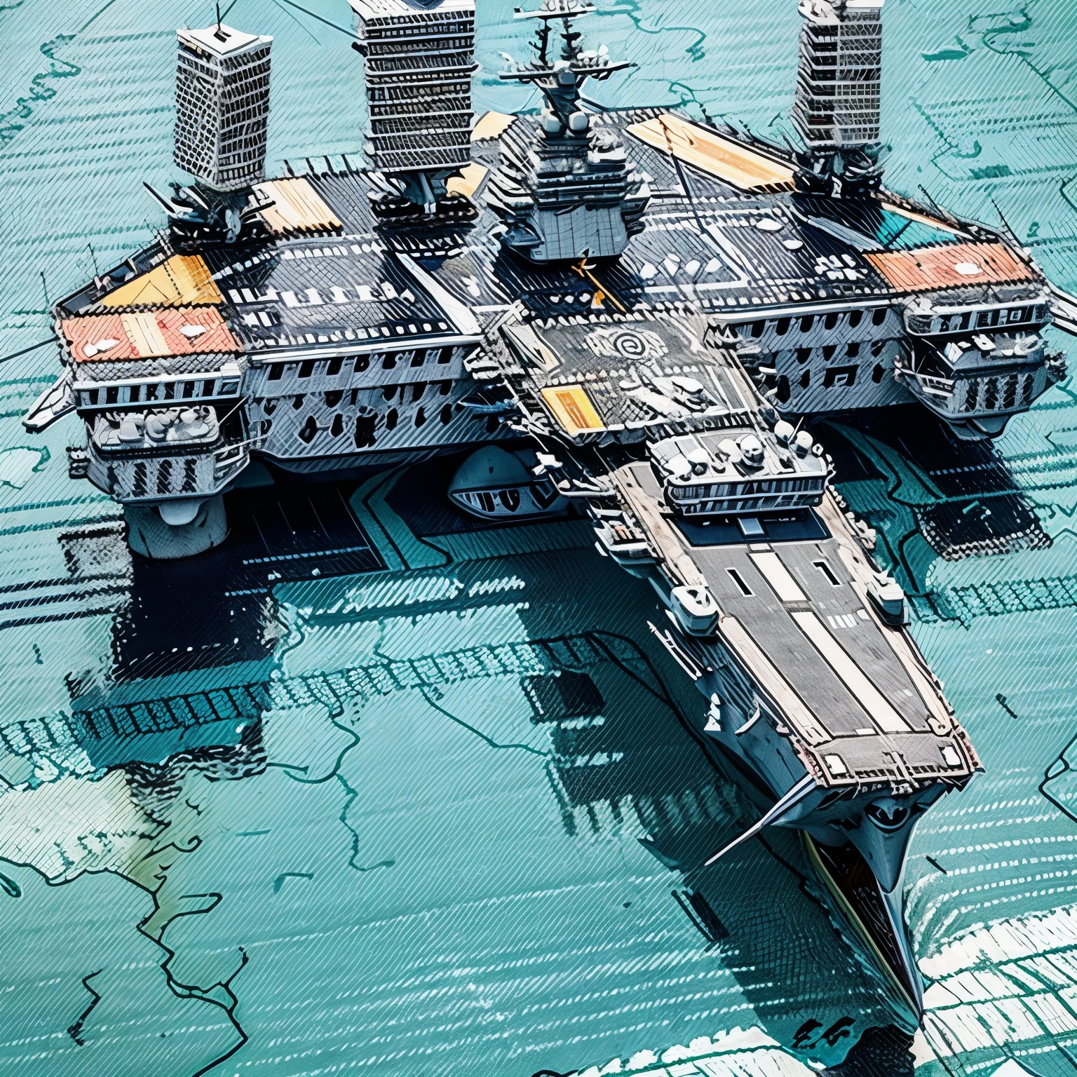 best quality, ultra-detailed, (aircraft carrier:1.3)