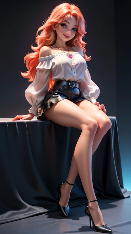 Garota anime ruiva com vestido longo pink e purple de casamento com corselet, saia, 16 anos, corpo bonito, seios grandes, with hands behind head, running your hands through your hair, Garota sexy, red short hair with braid, mechas de cabelo laterais, mechas de cabelo na lateral do rosto, beautiful lighting, sombras suaves, olhos azuis, pernas bonitas, short hair with braid, estilo anime, Ranma Chan, Autora Rumiko Takahashi, Baseado em obra de Rumiko Takahashi, Anime Ranma 1/ 2, decote sexy, quadril robusto, corpo inteiro, corpo inteiro, busto grande, garota jovem com corpo belo e bonito, sandals on his feet, garota 16 anos jovem baixa estatura, usando vestido longo pink e purple, garota anime, estilo anime, beautiful feet in sandals, 0° front viewing angle, ao ar livre, red hair braid