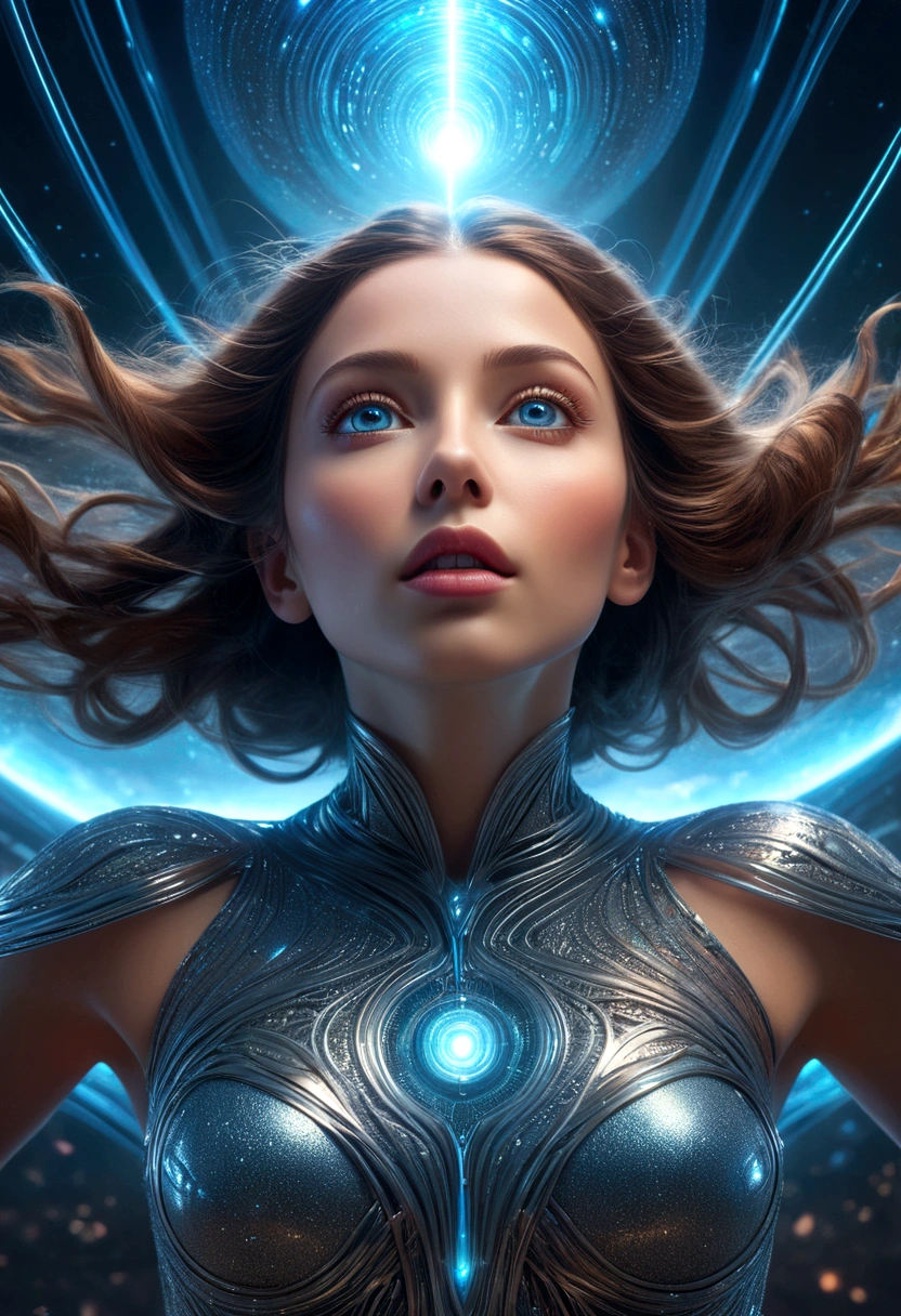 A levitating woman in a magical, futuristic setting,beautiful detailed eyes,beautiful detailed lips,extremely detailed eyes and face,longeyelashes,woman floating in midair, magnetic field, surreal landscape, glowing energy, cinematic lighting, digital art, 8k, photorealistic, hyper detailed, intricate details, dramatic lighting, vivid colors, seamless integration, masterpiece