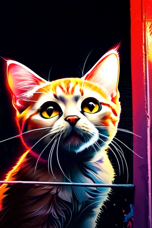 graffiti, Cat,cute, Full Image, High resolution、High contrast