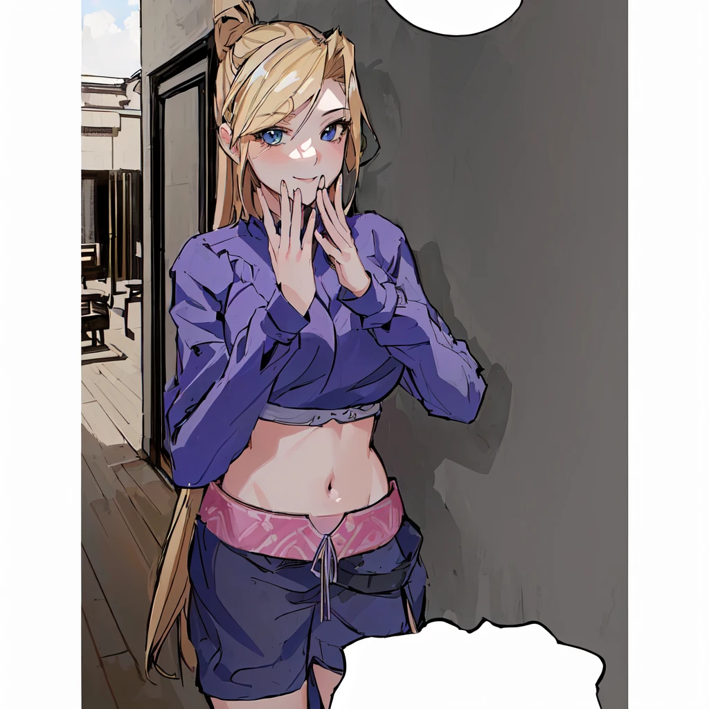 girl with long hair, hair blonde, beautiful blonde, sultry gaze, lovely eyes, provocative smile (blonde hair) Lots of details in the clothes, detailed light and shadow, 8K, Perfect anime, sexy girl, big boobies, very sensual