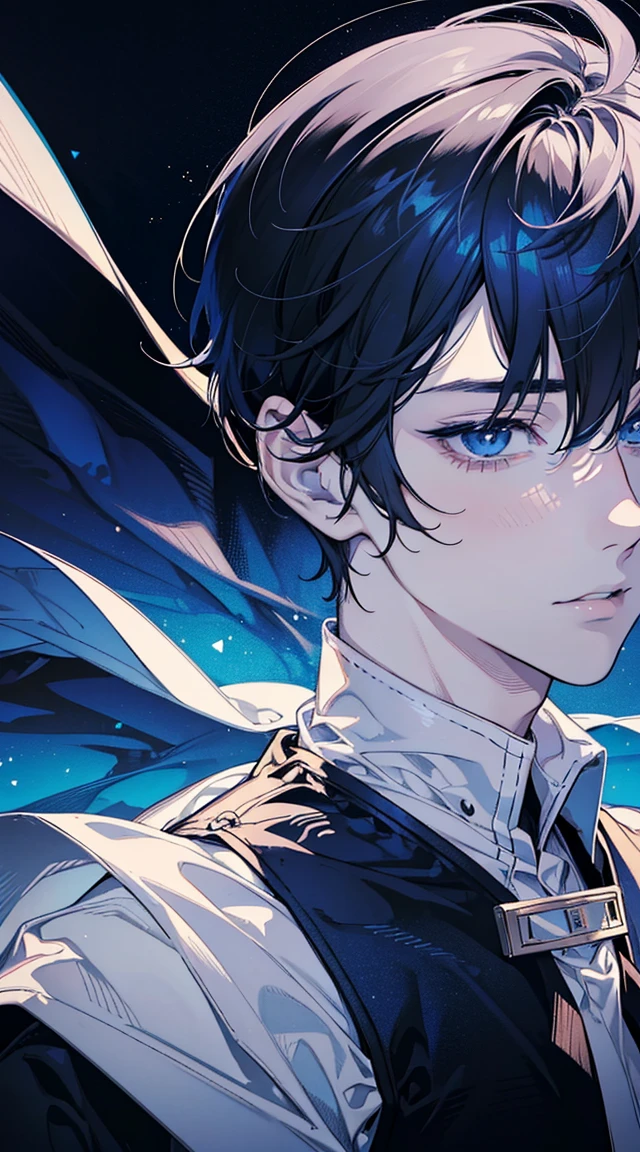 a close up of a person wearing a white shirt and black suspenders, anime handsome man, handsome anime pose, tall anime guy with blue eyes, delicate androgynous prince, male anime character, anime portrait of a handsome man, handsome prince, young anime man, inspired by Bian Shoumin, beautiful androgynous prince, male anime style, extremely handsome