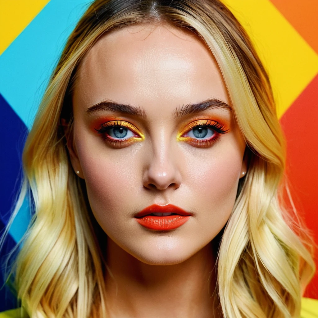 Young woman leighton Meester, Alicia Vikander blonde hair girl, Dakota Fanning,minimalist art, abstract, bold colors, 1girl, beautiful detailed eyes, beautiful detailed lips, extremely detailed face, long eyelashes, portrait, digital painting, oil painting, acrylic, vibrant colors, vivid colors, high contrast, dramatic lighting, cinematic lighting, dramatic shadows, minimalist background, geometric shapes, clean composition, surreal, dreamlike, impressionistic, hyperrealistic, photorealistic, 8k, highres, best quality, masterpiece, symmetrical