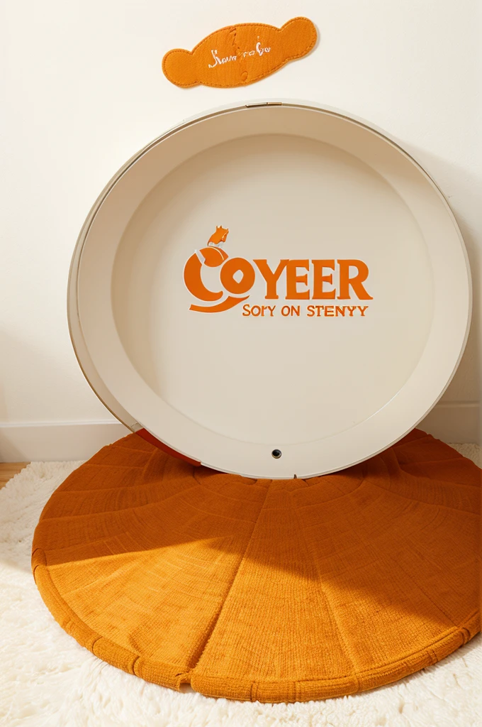 Logo with an orange cat mascot with the words "OYEN STORY" inside a circle on a white background