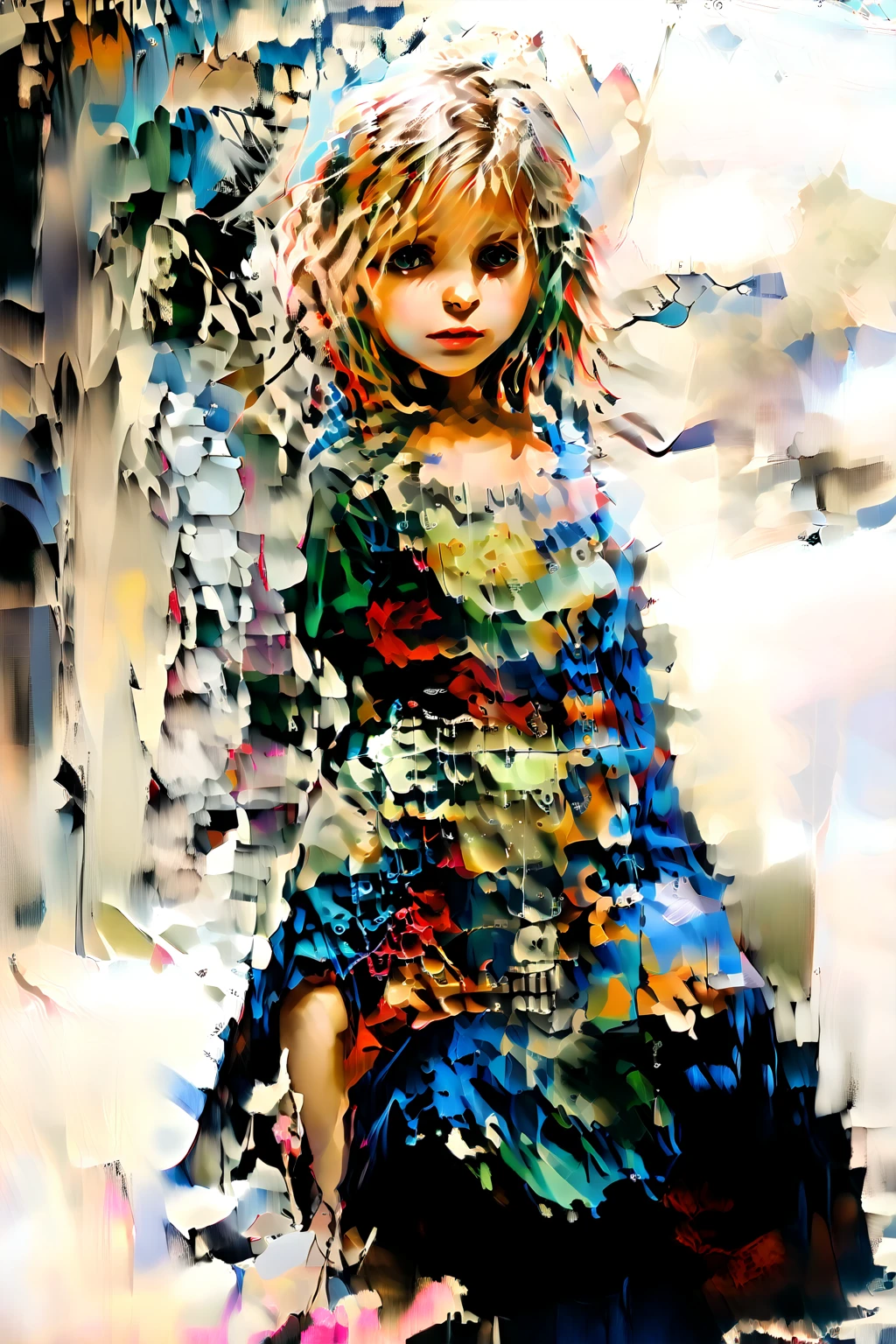 aquarela vintage, The image features a cartoon-style illustration of a with blonde hair in cornrows, wearing a pink dress and matching pink shoes. She is standing on one leg and the other is raised behind her, balancing on tiptoe, as if you were dancing or doing a trick. In her hands she holds a small blue teapot.