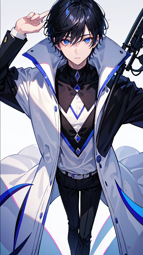 male black hair blue eyes very short hair one person coat slacks sweater Grape cool masterpiece Highest image quality noise removal clear parts cinematic shadow Increased attractiveness of the eyes clear parts the shine of the eyes Draw eyelashes neatly perfect eyes detailed eyes Sharpen image quality Sharpen eye writing clear parts eye shape