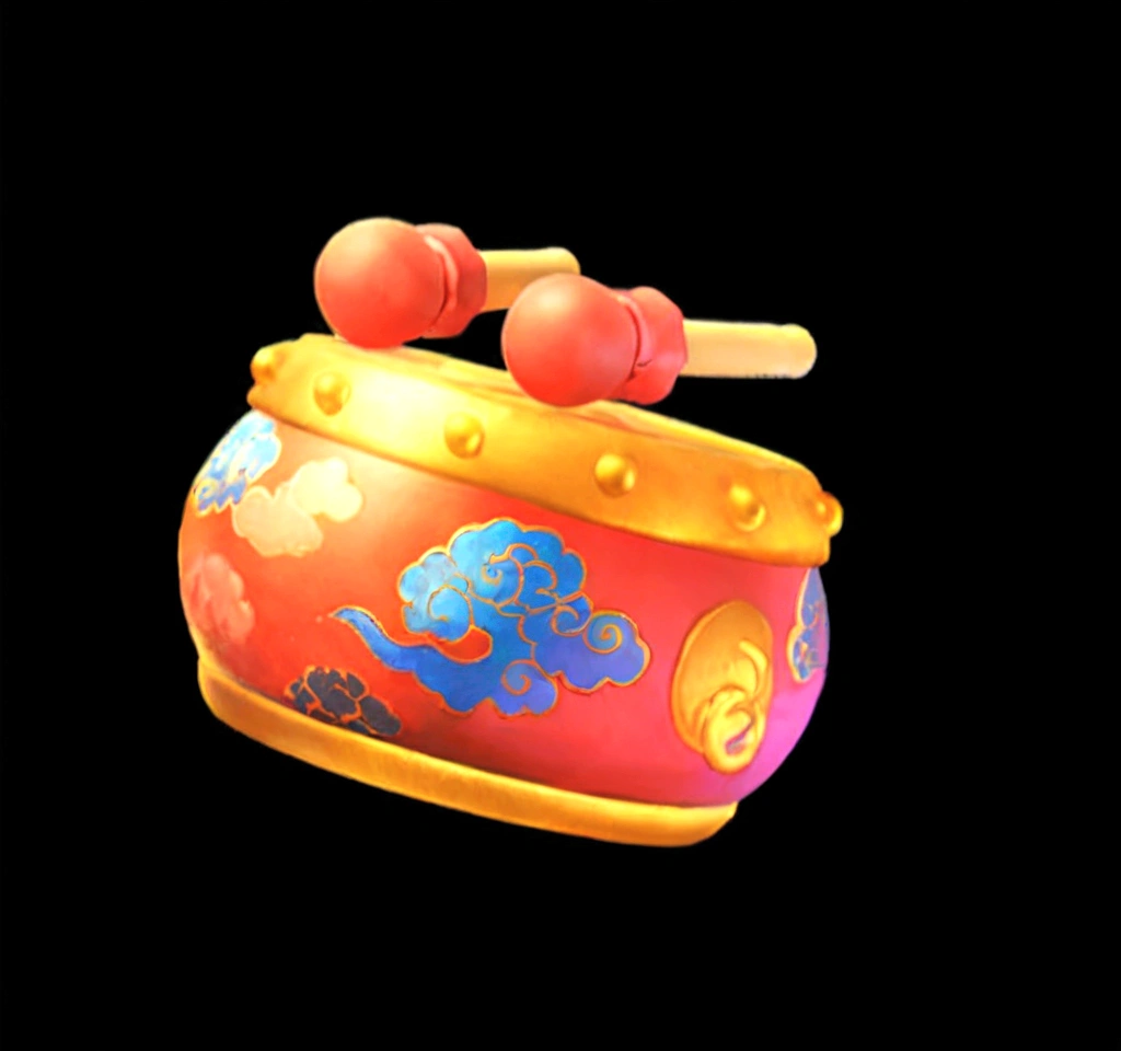 有一个drum,There are two wooden sticks on it, Object Art, Musical Instruments, 3d icons for mobile games, video game item, 鼠标与drum, Role Playing Game Items render, toon prosperity rendering, drum, Inspired by Pu Hua, The album cover, 3d游戏对象, 手drum, detailed picture, Role Playing Game Items, official art works, 3d,HD,8K