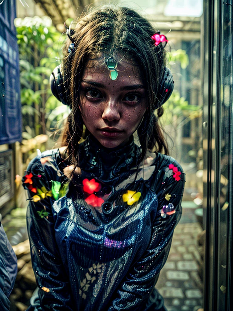 a young teenage alien girl peering through window, hyper-realistic, hyper-detailed, life-like, intricately immersive, micro and macro details, stunningly beautiful, 64k uhd, visceral, cinematic lighting, dramatic shadows, intricate texture, highly realistic skin, lifelike expression, otherworldly features, delicate features, captivating gaze, translucent skin, ethereal atmosphere, otherworldly presence