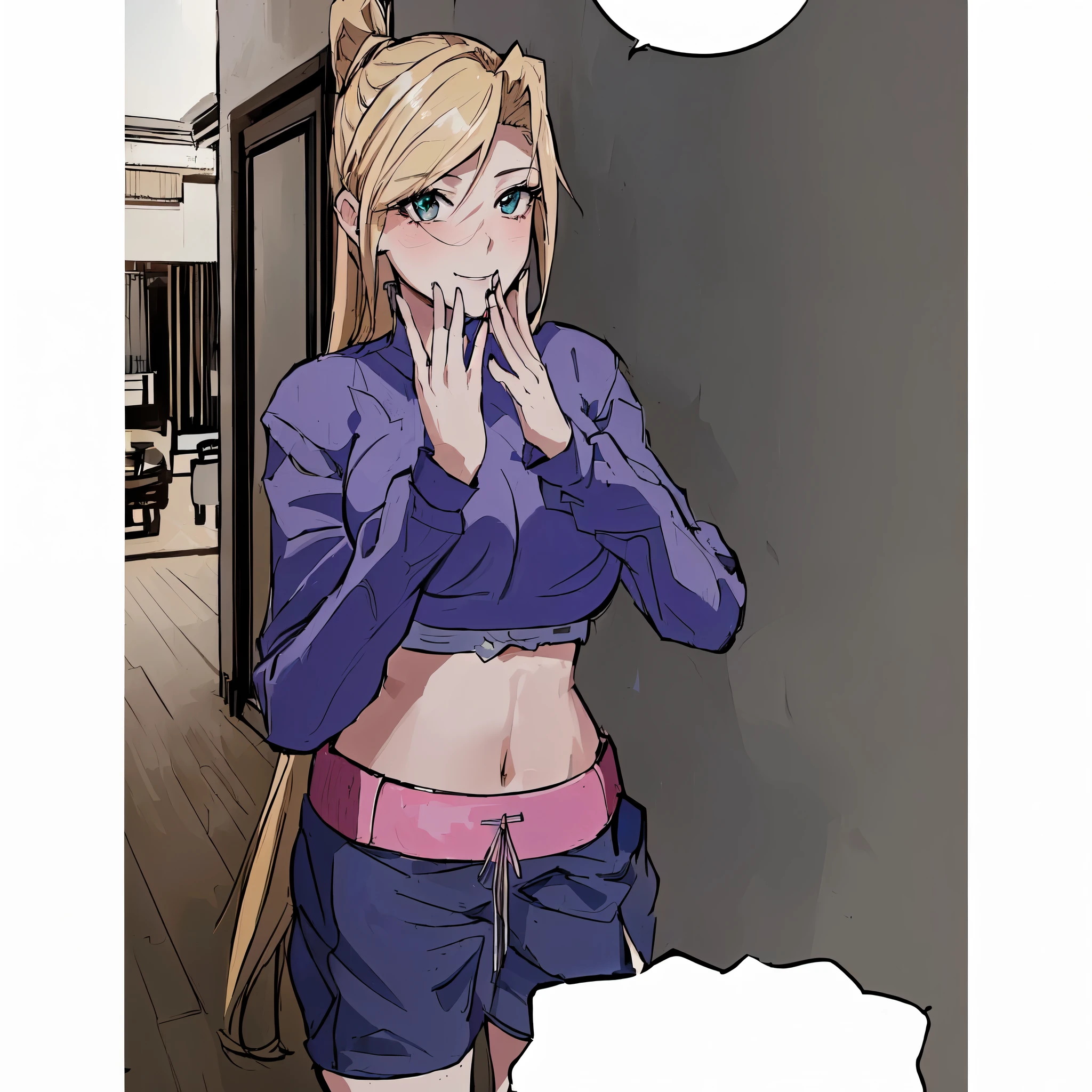 girl with long hair, hair blonde, beautiful blonde, sultry gaze, lovely eyes, provocative smile (blonde hair) Lots of details in the clothes, detailed light and shadow, 8K, Perfect anime, sexy girl, big boobies, very sensual, anime fine lines, perfect strokes, ecchi, very beautiful