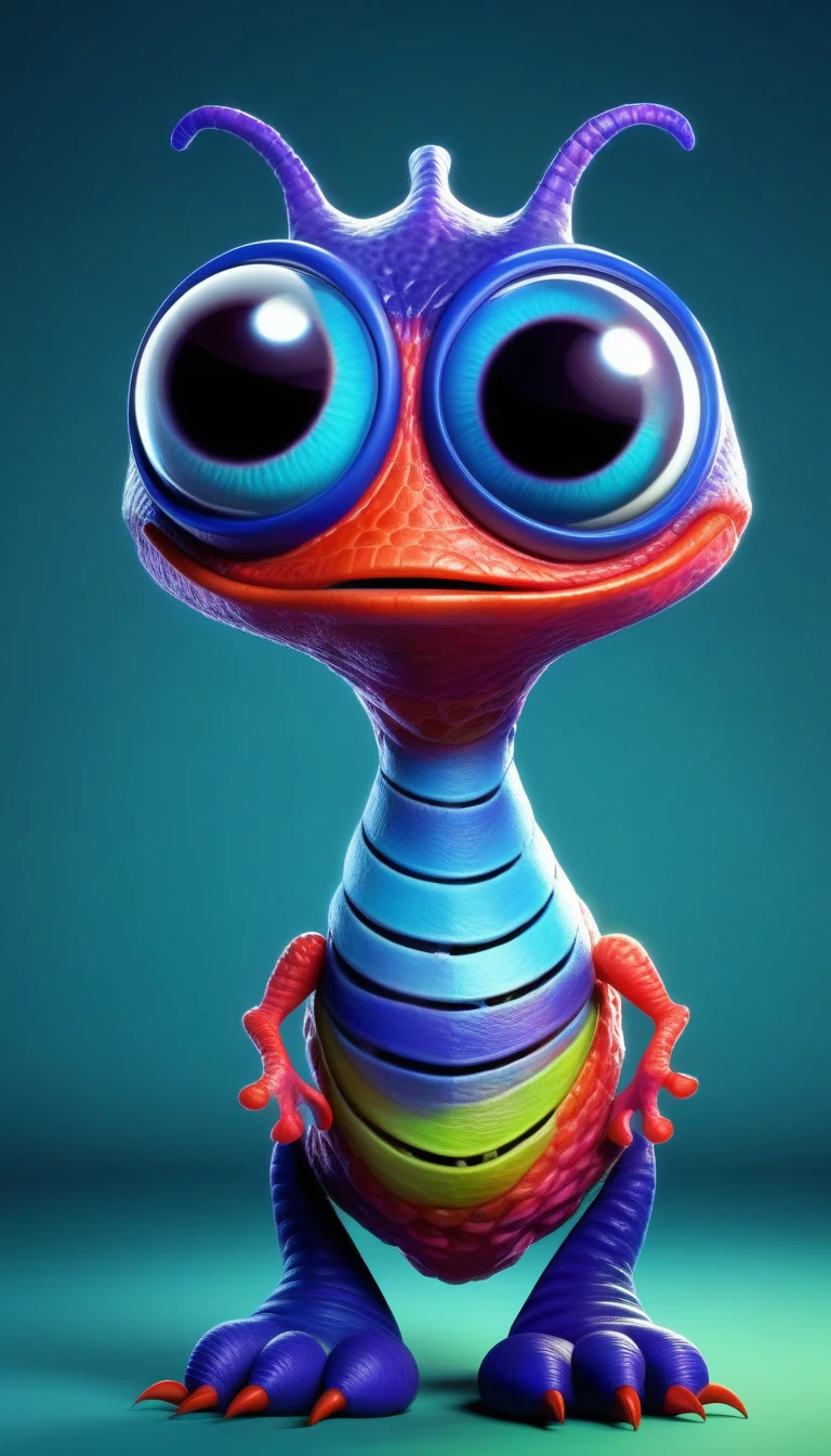 a cute fleshmutant with big eyes, 3d,art by pixar,