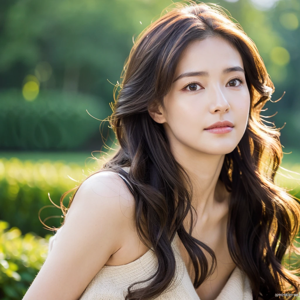 Beautiful mature woman with wavy long hair, she is stunning, Ultra-high resolution,(Realistic:1.4), ((Highest quality)), ((masterpiece)), (be familiar with),
