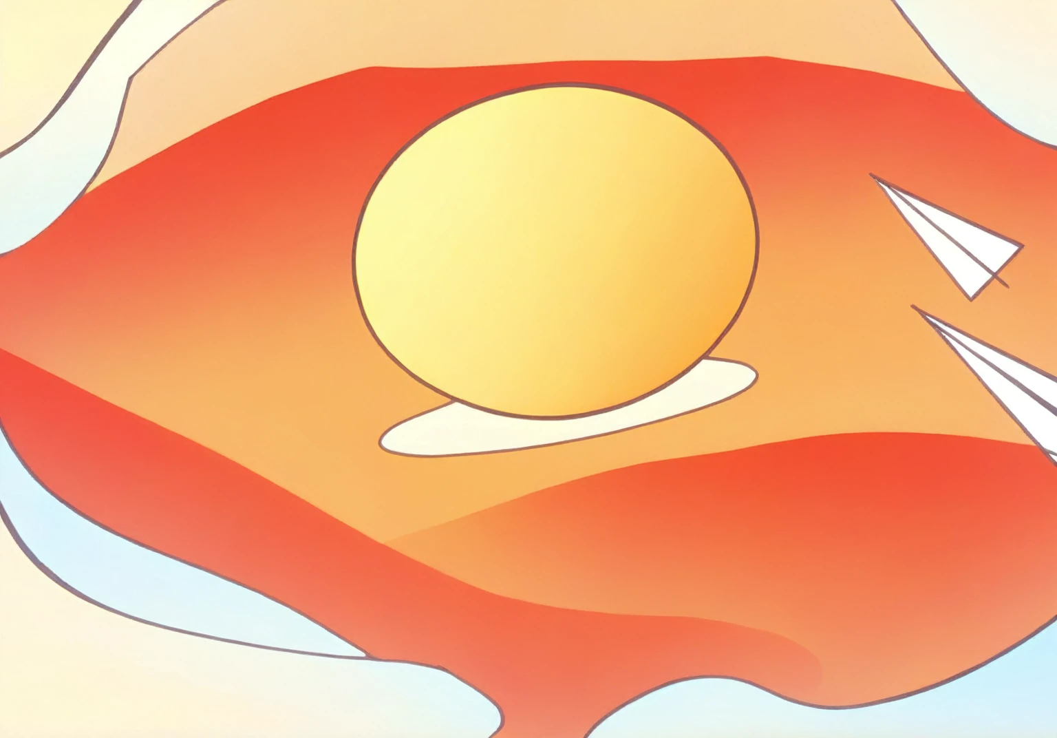 There is a paper airplane flying over a large orange object,背景是Sunset,((Sunset)),yolk,Sunset!,There are no gradients,Very flat shadows,The sun in the background,Digital drawing,In the spongy stomach,Complete light blocking,Round pupil,背景中的Sunset,详细的Digital drawing,No shadow,Rich colors,theme;Forge ahead and forge a brilliant chapter. Carry forward the past and forge a brilliant chapter. Carry forward the past and forge a brilliant chapter. Carry forward the past and forge a brilliant chapter. Carry forward the past and forge a brilliant chapter. Carry forward the past and forge a brilliant chapter. Carry forward the past and forge a brilliant chapter. Carry forward the past and forge a brilliant chapter. Carry forward the past and forge a brilliant chapter.