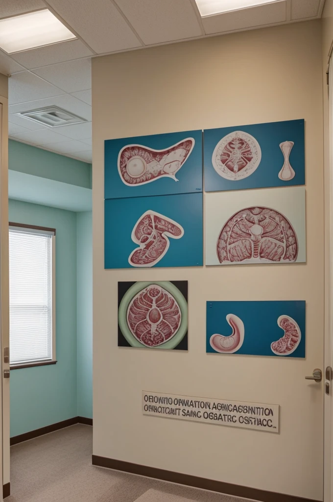 Images of obstetrics to stick on the wall of a gynecological office