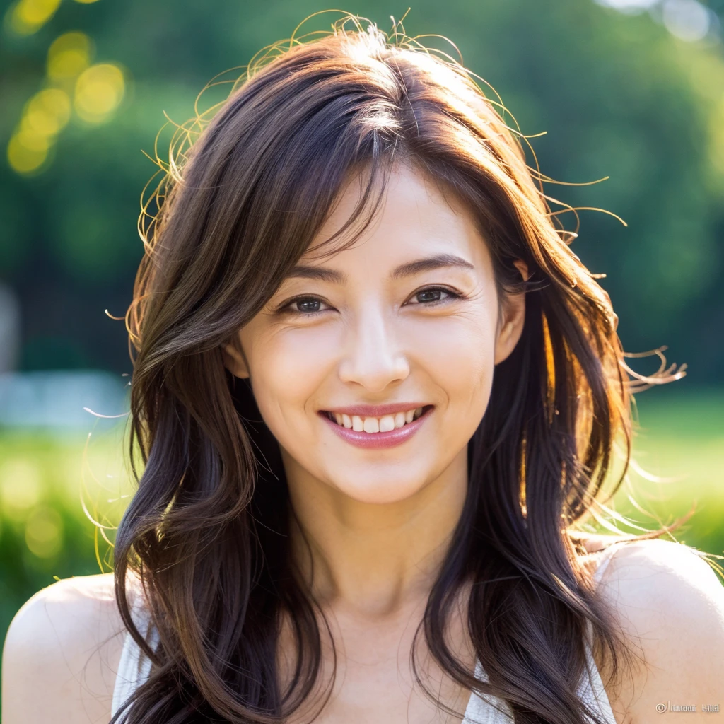 Beautiful mature woman with wavy long hair, Sexy beauty, smile, Ultra-high resolution,(Realistic:1.4), ((Highest quality)), ((masterpiece)), (be familiar with),