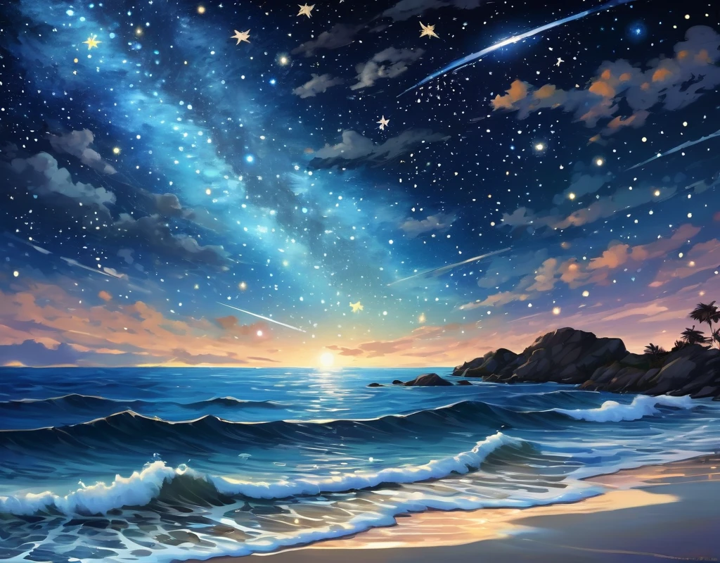 starry sky and stars in the sky, stars and paisley filled sky, sky strewn with stars, starry sky, night sky and stars, ocean pattern and night sky, starry night sky, cosmic starry sky, the sky is a starry sky, starry background, starry night painting, stars in the sky, baroque painting. star lit sky