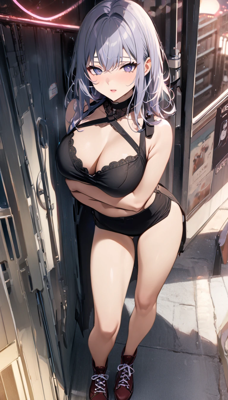 Cinema Lighting、Highest quality、Residential area at night、Lots of pedestrians、high school girl、Huge breasts、(Kitagawa.Marine)、orgasm、Embarrassing、whole body、My chest is trembling violently、walk、、Pink Panties、Hold the crotch、Vibrator near panties、Inner thighs、nsfw