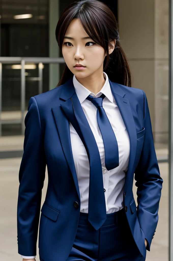 Anime woman in suit fit intimidating