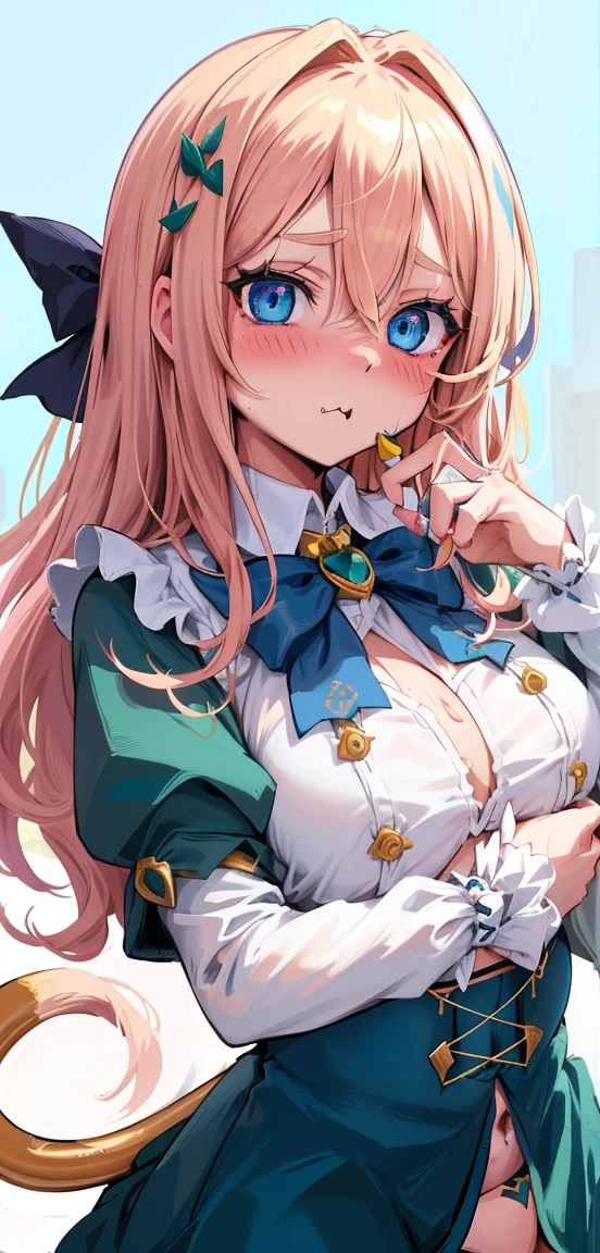 Best quality, (masterpiece:1.2), detailed, Medieval,
Ugly Tingel,
1 girl, One, ((blush)),
Medium hair, blonde hair, short tail, Blue eyes, green bow, X-hair decoration,
((( Blue eyes, ultra-detailed eyes))),
dynamic pose, ((blush)), Medium breasts, Medium hair, Background, Ideal Anatomy, Healthy skin, Brilliant eyes, cat's ears. ((((sitting at a bar)))). ((((( navel, Healthy skin))))), confident.(( How, cum on face)), Sex.