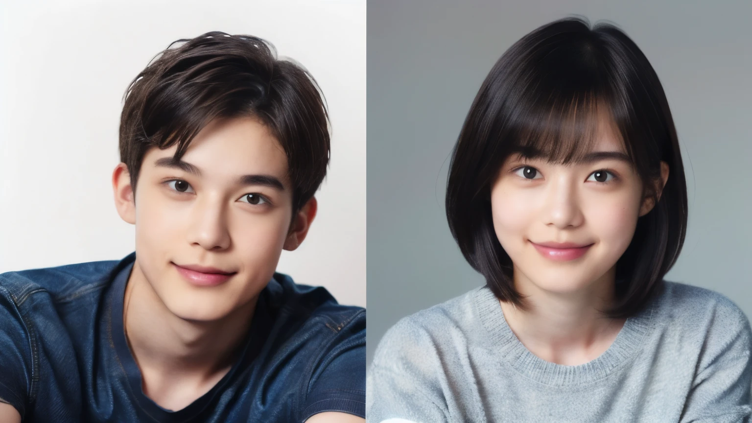 250 (An 18-year-old female and an 18-year-old male), (short hair),kind, lipstick, (jeans), (Animal charactersTshirt), smile