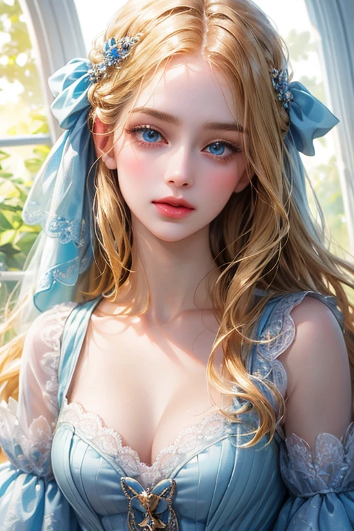 high qualiy, best qualityer, photo-realisitic, raw-photo, realisitic, ultra realisitic 8k cg, ultra detali, High definition, work of art, 1 girl, long hair, hair blonde, blue colored eyes, face and eyes detail, close up, details Intricate, detailed texture, finely detailled,