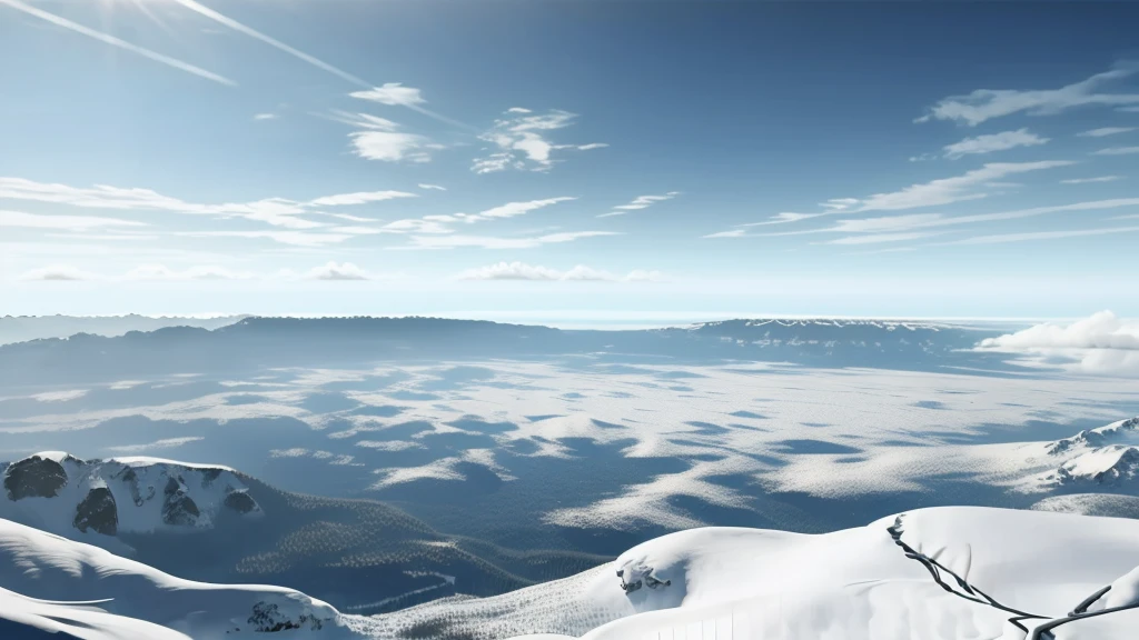 Snowfield, vast, clean, minimalist, sky, horizon,pov, atmospheric perspective, 8k, super detail, ccurate, best quality