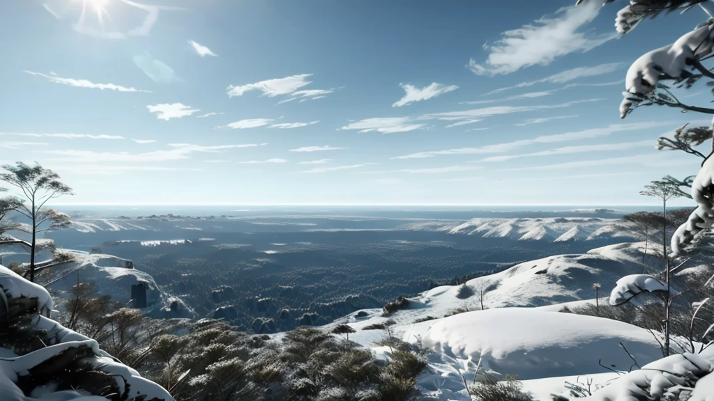 Snowfield, vast, clean, minimalist, sky, horizon,pov, atmospheric perspective, 8k, super detail, ccurate, best quality