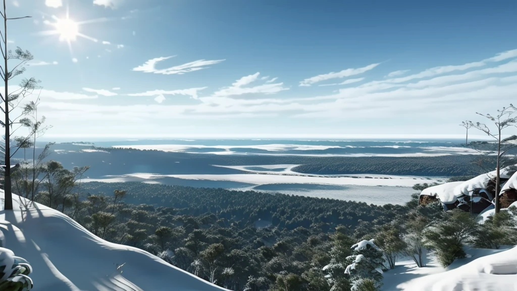 Snowfield, vast, clean, minimalist, sky, horizon,pov, atmospheric perspective, 8k, super detail, ccurate, best quality