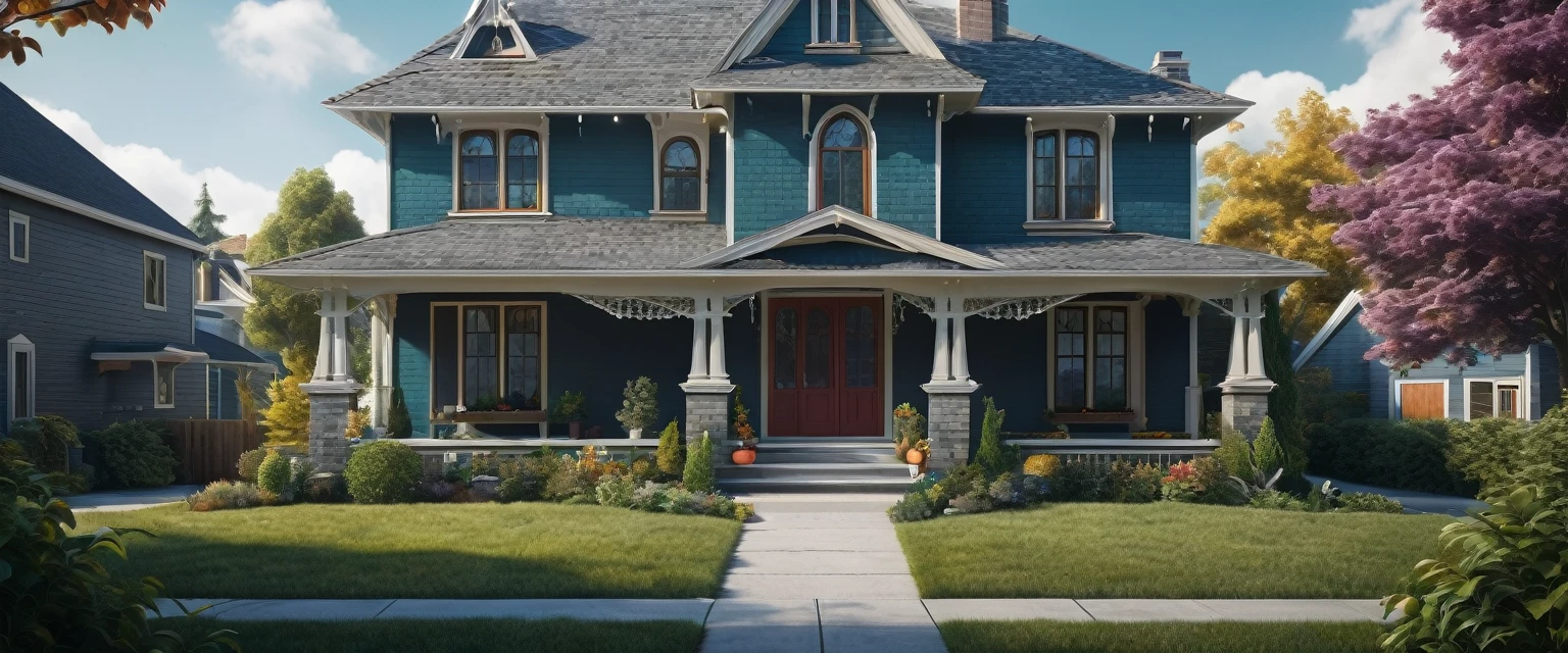 Create imaginative and amazing images demonstrating the style of ((Suburban Gothic)), hyper realistic, 8k, vibrant colors, sharp crisp image