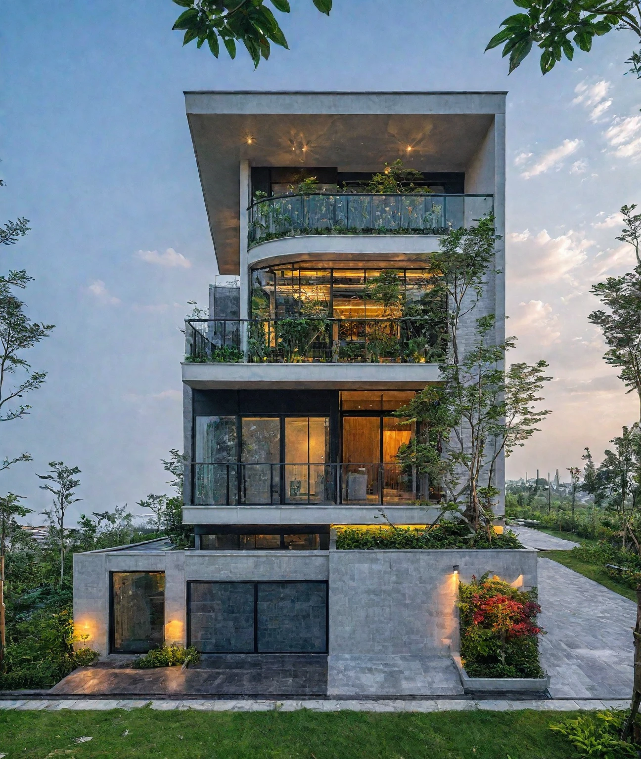 modern villa, modern style, glass open space loft villa with roof garden, modern, dynamic (RAW photo, real, best quality, masterpiece:1.2), (hyper realistic, photo-realistic:1.2), high quality, (dark lighting:1.2), perfect lighting, archdaily, architecture digest award wining sustainable architecture, cinematic