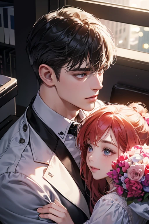 Image:
• A close-up shot of a man in a suit (representing Chris the CEO) embracing a younger woman dressed semi-casually (representing Jenny the intern). Their faces could be slightly obscured to keep an air of mystery.
• An office setting in the background, blurred, with the couple in the foreground to symbolize their workplace romance.
• Could use warm lighting and some bokeh effects to create a romantic, dreamy vibe.
Color Scheme:
• Use rich, saturated colors like red, purple or fuchsia to convey passion and romance.
• Accents of black or charcoal could represent the corporate world.
• Some pops of white or soft neutrals like tan could offset the deeper tones.