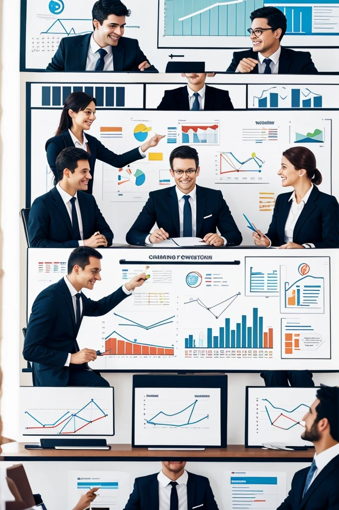 characters: Group of people at a meeting.
	• Description: Lively discussion.
	• Era: present.
	• Outfit: business casual.
	• Place: Meeting room.
	• Action: Celebrating an achievement.
	• Fund: Whiteboard with more graphs and diagrams.
	• Plan type: Joint plan.
	• Style: realistic photography.