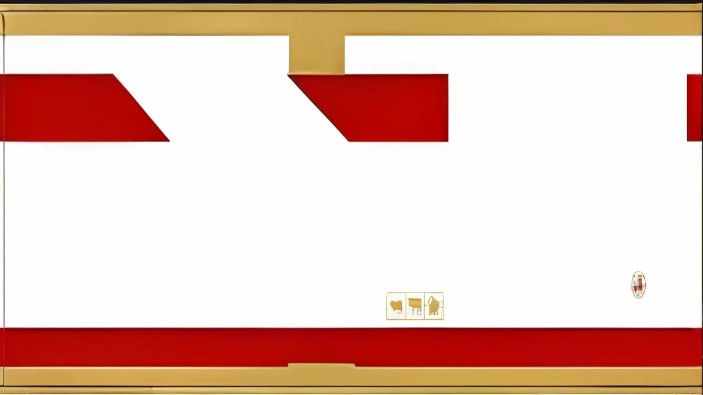 there is a picture of a red and white wall with a red stripe, red white and gold color scheme, layout frame, gold and red metal, game overlay, inside stylized border, red gold color palette, gold and red, 3 - piece, switzerland, large white border, gold and red accents, r/art, r /art, r / art
