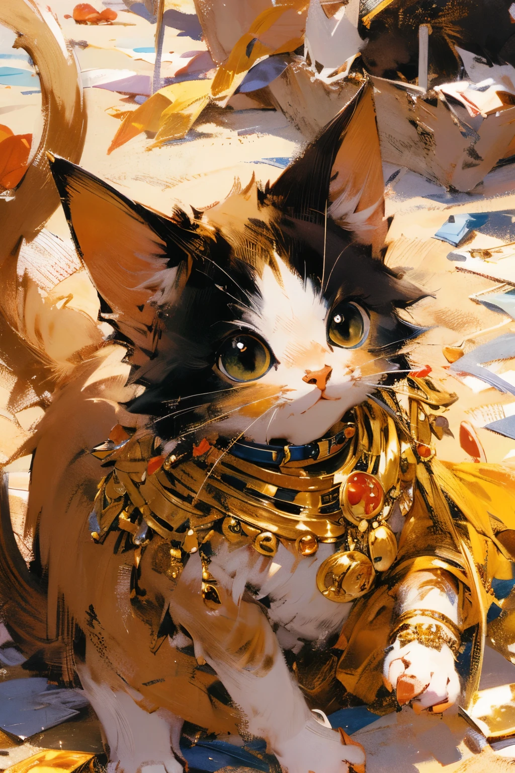 ARTWORK OF A GOLDEN EGYPTIAN KITTY IN THE SANDS