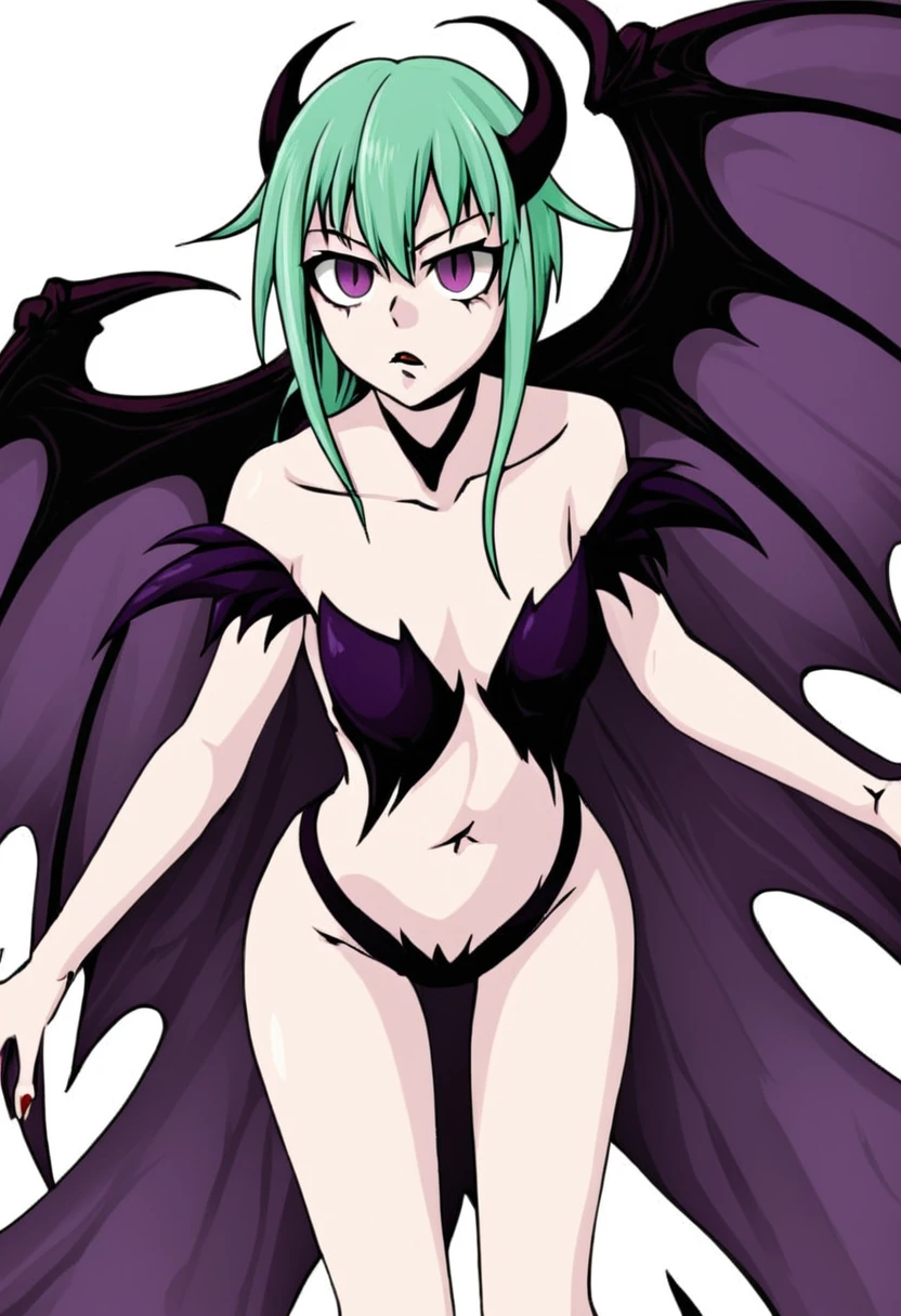 background: simply_white BREAK character: morrigan_aensland_\(manga\)