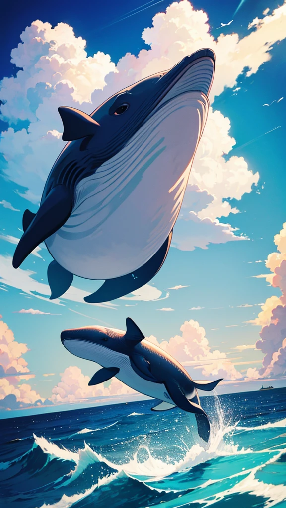 A whale cloud floats above the ocean