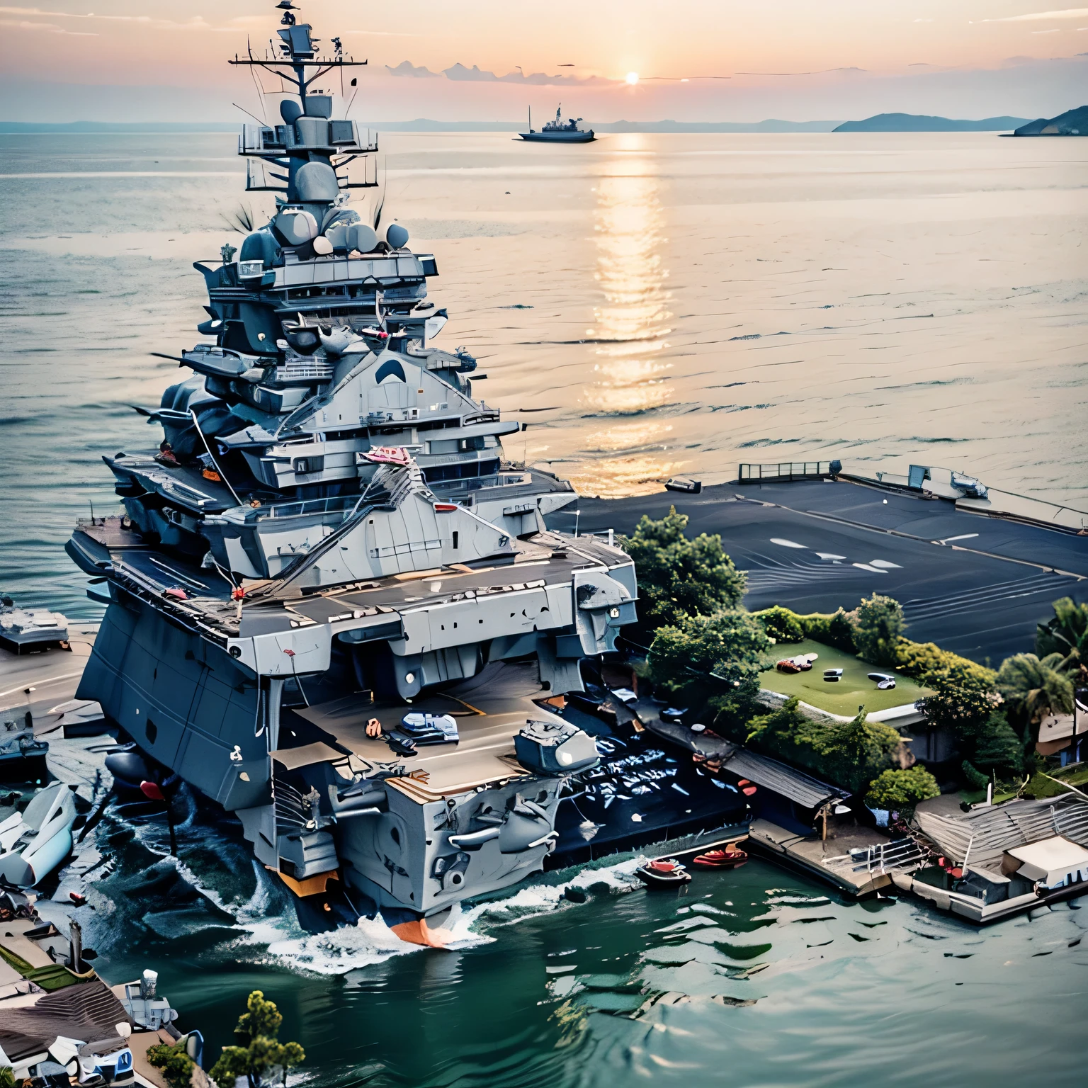 best quality, ultra-detailed, (aircraft carrier:1.3)
