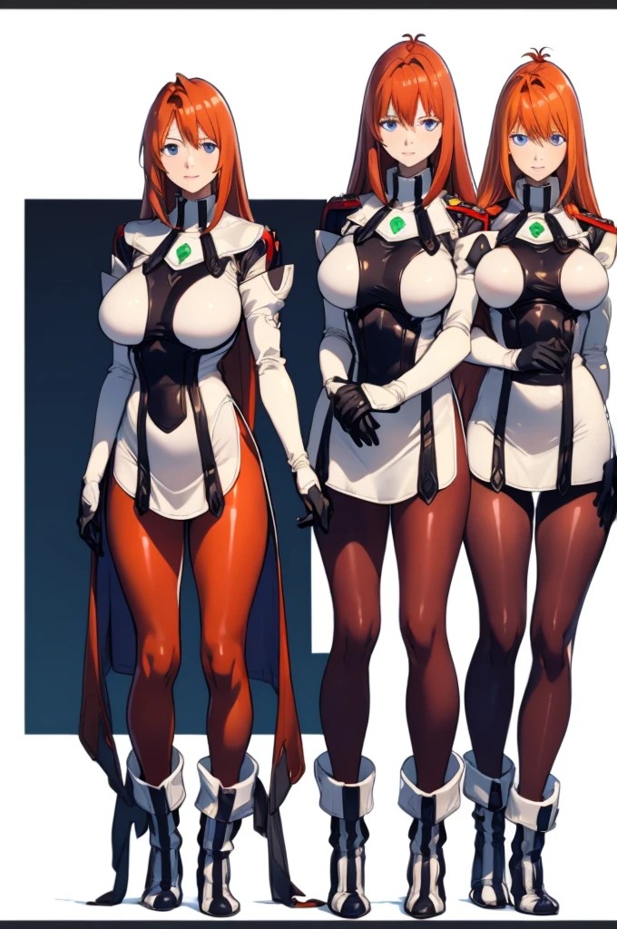 rias gremory, huge breasts, thick thighs, huge hips, standing at attention, expressionless, style of high school DxD, latex, black bodysuit, military cap, platform heels, boots, saluting, latex gloves, symbol-shaped pupils, heart-shaped pupils, expressionless, red hair, HD, 4K