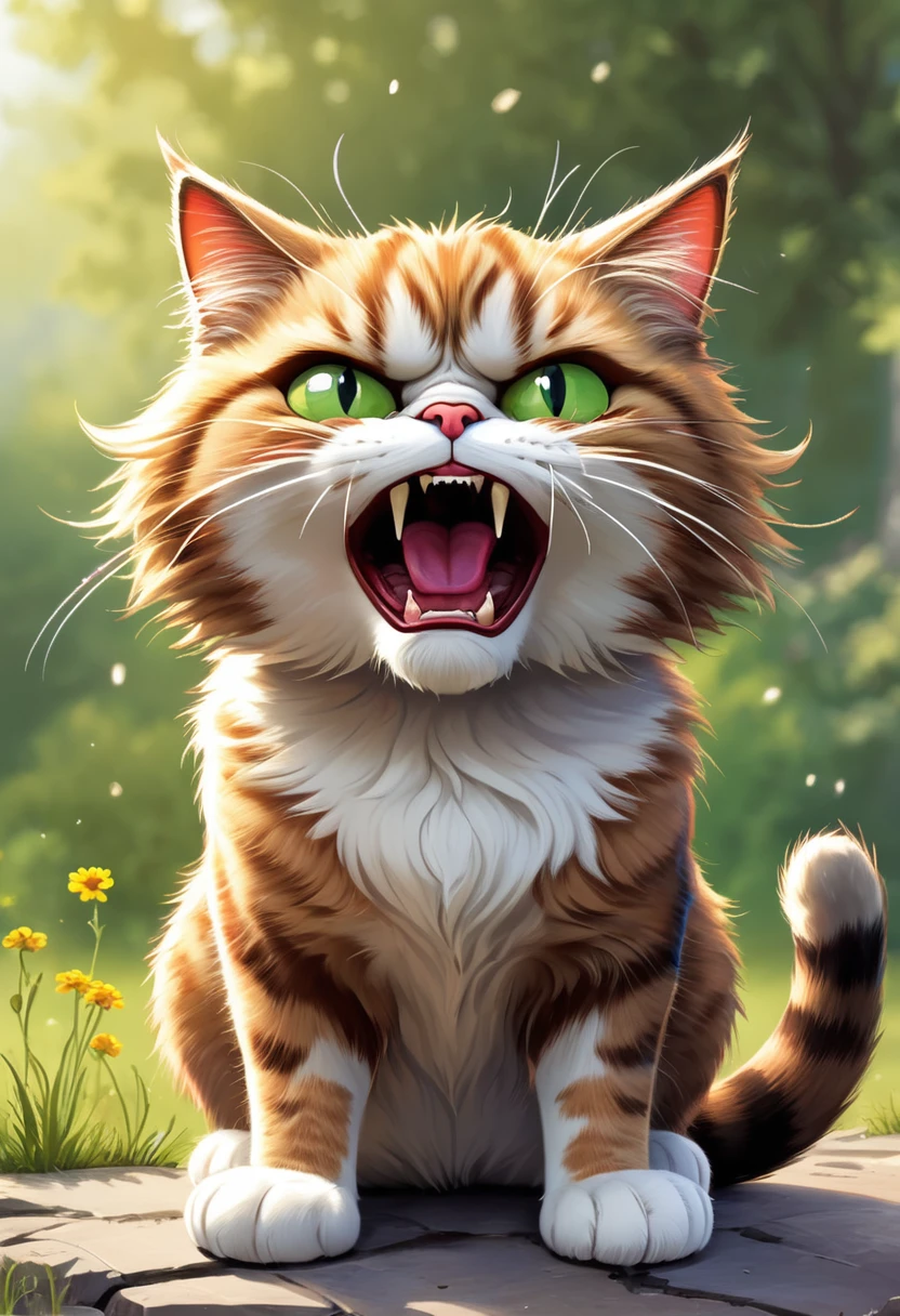 comics, A humor and Expressive cartoon of an angry  cat, permanent, humor, Expressive, angry,