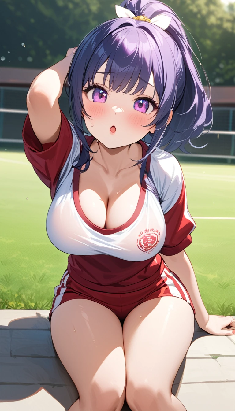 {{{{{16k,Ultra High-resolution realistic photograph of neat virgin first- high school girl's in School-designated gym uniform with junior high ribbon as pretty as a actress in Grass schoolyard, She's in the first year of midschool, well developed, her cleavage tits are too beautiful, Her bra is showing through under her gym clothes, She's a virgin but she's popular popular popular and she just has an aura of being popular}}}}},{{Extremely detailed}},{{{{{dye her cheeks flush and integrated her head pure small, thick lips, Enchanting thick gross idol's Lips, She's a volleyball player so she has big boobs}}}}},{{{{{dark colored bang ponytail hair}}}}},{{{{{She get more attractive and smoother her body, her expression and appearance are transformed into that of a pure, Her white tits are so fluffy, and are depicted in great detail, but her sex appeal from her cleavage fills the schoolyard, her bodyline and tits and hips are getting cuter and cuter, She has been reborn as a pretty one-in-a-thousand-year girl with a sparkling aura of cuteness}}}}}