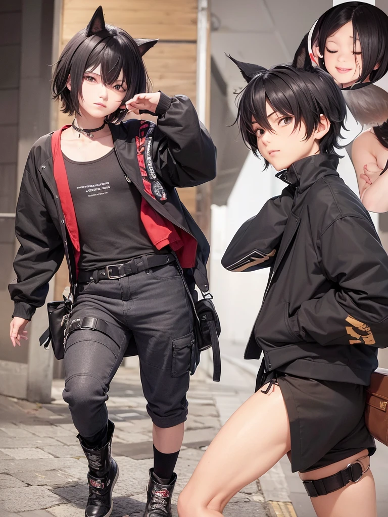 ### outfit de Ryuga
Full name: Ryuga Takanashi
kor:
Appearance:
- Height: 1,65 meters - Weight: 52 kg
- body hair: black and smooth, falling upon your bright blue eyes - eyeballs: Bright blues - Skinned: Clara with a distinctive scar on her left arm
outfit:
- jaket: Ryuga wears a fitted black jacket made from a tough material, with multiple hidden pockets for storing small items and tools. The jacket has a wolf symbol on the back, representing your skill de invocar Espíritos Guardiões.
- chemise: Under the jacket, He wears a dark gray long-sleeved shirt, light and breathable, allowing freedom of movement.
- Pants: Pants cargo pretas com vários bolsos reforçados para carregar equipamentos adicionais. The pants are made from a tear- and wear-resistant fabric, ideal for missions and training.
- booties: booties de combate pretas, resistant and comfortable, providing excellent traction and support during running and jumping.
- mitts: mitts pretas especiais que amplificam sua aura Nen. The gloves have little animal spirit symbols sewn into them, representing your skill.
- Accessories: Ryuga wears a red band on his left arm., which he considers a lucky charm. The track was a gift from Takeshi, your mentor.
- duffel bag: A small black backpack that he uses to carry essential supplies, like food, water, a first aid kit and training scrolls