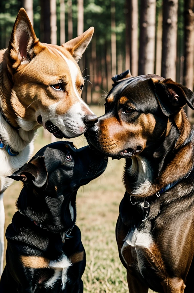 an image of realistic dogs fighting each other in an epic battle