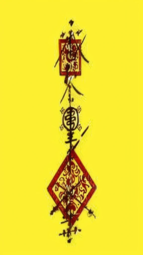A simple logo，The background color is mainly yellow，Lines use black and red series，Taoist charms，It is fashionable and simple