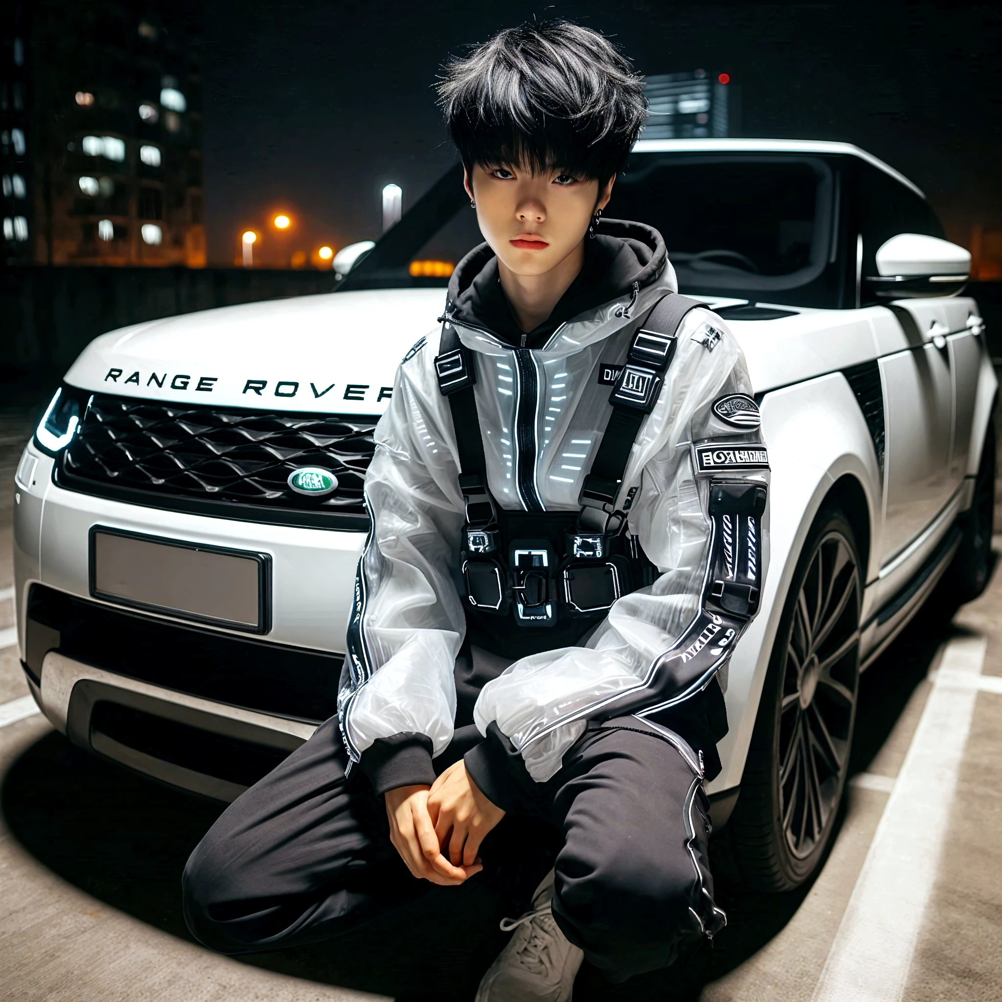 It has a sense of technology, a large missile car, with a 6-year-old child sitting on it, cyberpunk, high definition 4k