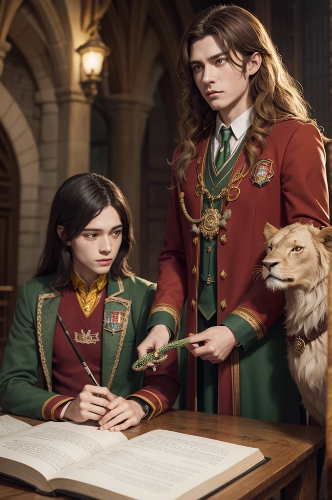 Gryffindor lion with Slytherin snake