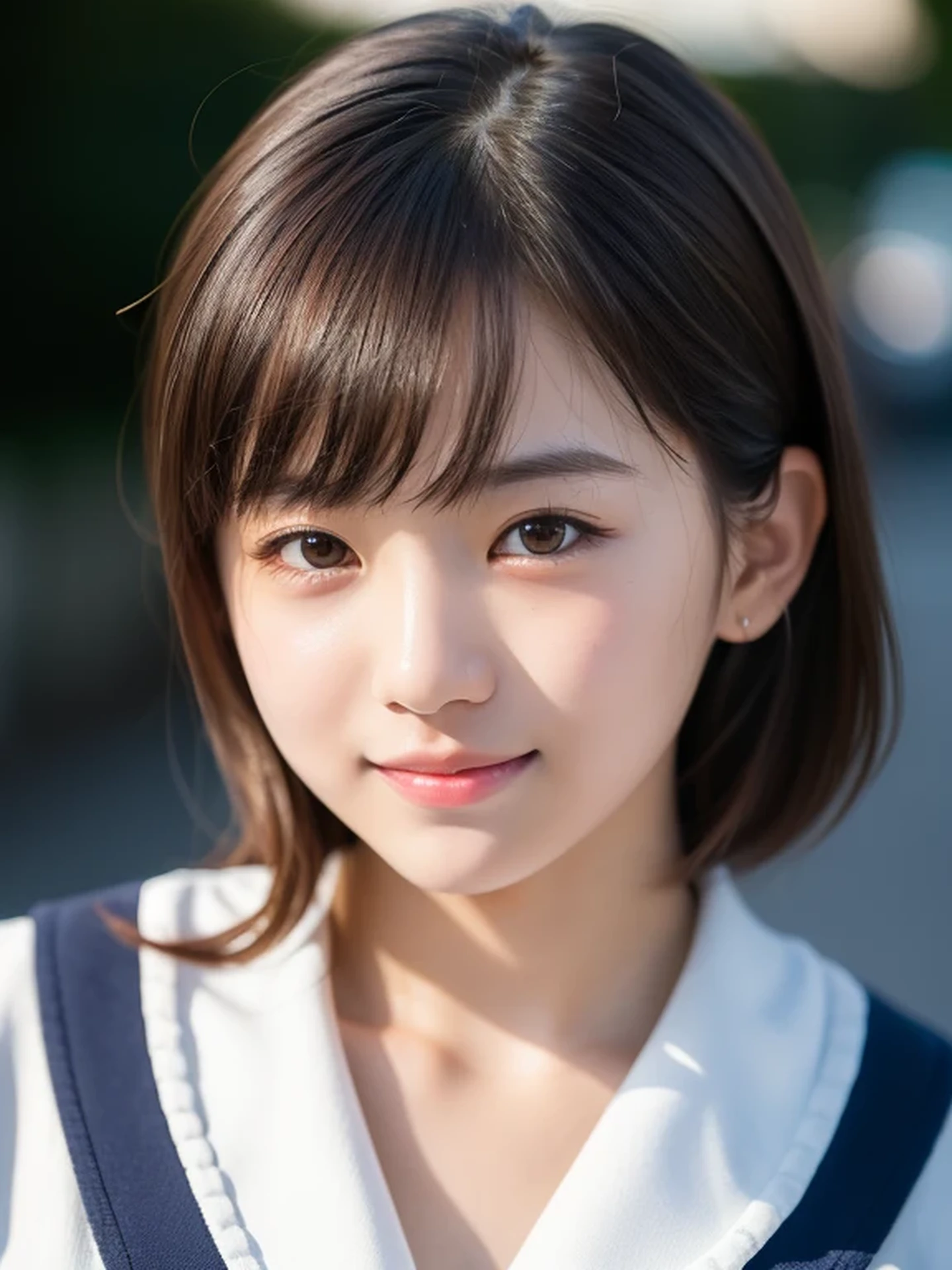 (Photo Real:1.4), (hyper realisitic:1.4), (Smooth lighting:1.05), 1 girl, , sailor suit, (sad:1.4), Close-up of the face, 22 years old, Soft lighting, Back lighting, (cheerfulness:1.2), (Finest Real Textured Skins), Narrow-eyed, Super fine face, Gravure Idol Pose, glowy skin, retinas, Anatomically correct, acurate, Super Detail, Textured skin, High quality, high details, Best Quality, High resolution, bangs
