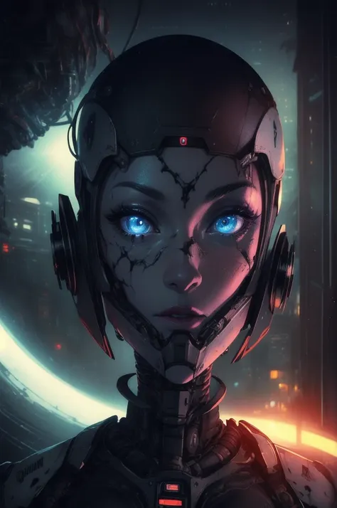 close-up of a person with a strange face and a strange head, from the 2019 sf8k film, alien cyborg movie still, alien girl movie...