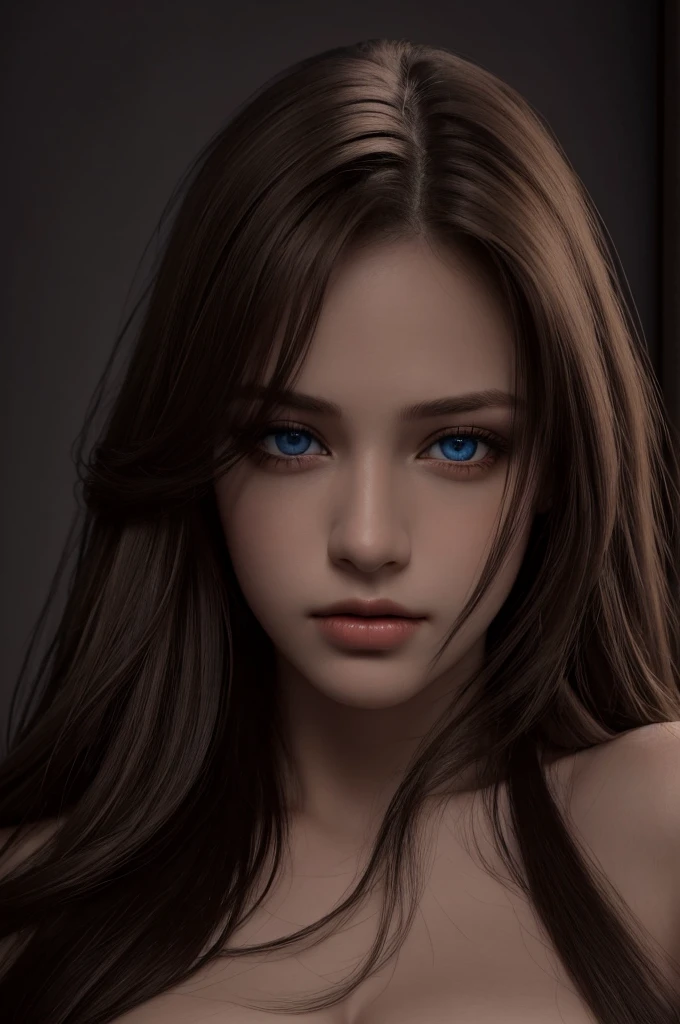 Best quality, masterpiece, ultra high res, (photorealistic:1.37), raw photo, 1girl, long hair, beautifull eyes, beautifull face, detailed eyes and face, t-shirt, dynamic lighting, in the dark, deep shadow, low key, cowboy shot