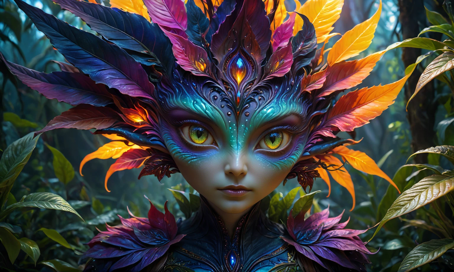 (best quality,4k,highres,masterpiece:1.2),ultra-detailed,realistic,portrait,alien,fire magic plant,unbelievable eyes,fantasy creature,glowing colors,luminous plant,extraterrestrial,flame-like leaves,surreal landscape,eerie atmosphere,otherworldly beauty,ethereal glow,unique species,magical powers,mysterious entity,dreamlike scene,fantastic species,enchanted forest,unearthly presence,mesmerizing gaze,unconventional appearance,radiant energy,powerful aura,magical essence,cosmic being,other-dimensional,mythical plant,unexplained phenomenon,colorful blooms,unleashing power,darkness and light,hidden secrets,unveiling mysteries,secrets of the universe,living masterpiece,manifestation of magic,Cinematic,soft colors, Technicolor,natural skin textures, hyper realism, hyper detailed,Extremely detailed,High contrast,Masterpiece,Realistic,Ultra Detailed, intricate details,realistic humid leather,extremely intricate,Epic Realistic, cinematic style,irina yermolova,high contrast,HDR,extremely detailed, masterpiece,intricate details,faded,eyes extremely detailed, high detailed eyes,8k resolution,RAW,retina, Nikon Z9